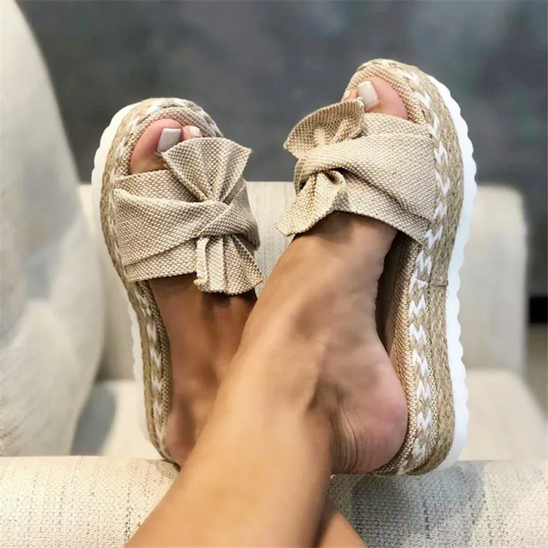 COOTELILI женские тапочки платформа Dames Лето 2020 Новая мода средний каблук сланцы