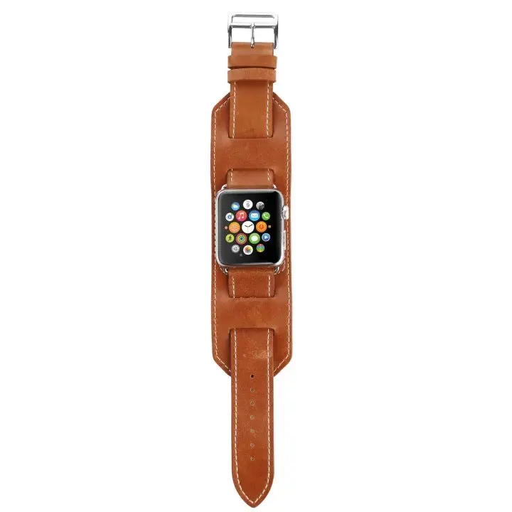 brown Ремешок-манжета для Apple Watch ремешок 44 мм 42 мм 40 мм 38 мм кожаный браслет ремень для iWatch серии 5 4 3 2 1 сменный ремешок для часов - Цвет ремешка: brown