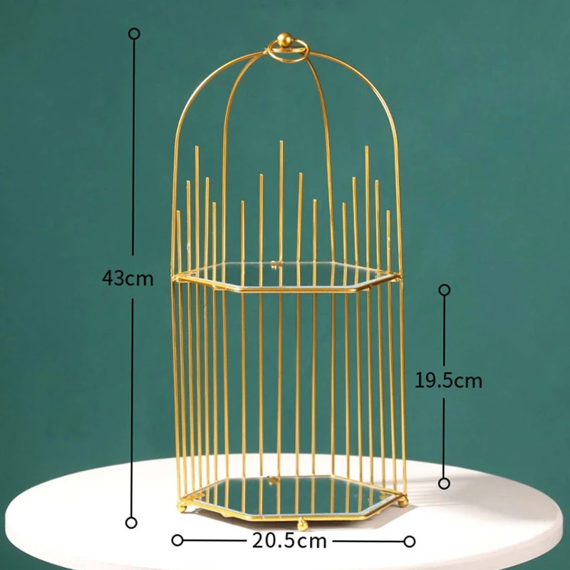

Nordic Simple Desktop Storage Rack Portable Hollow Bird Cage Cosmetic Display Shelf Multifunction Organizer Holder
