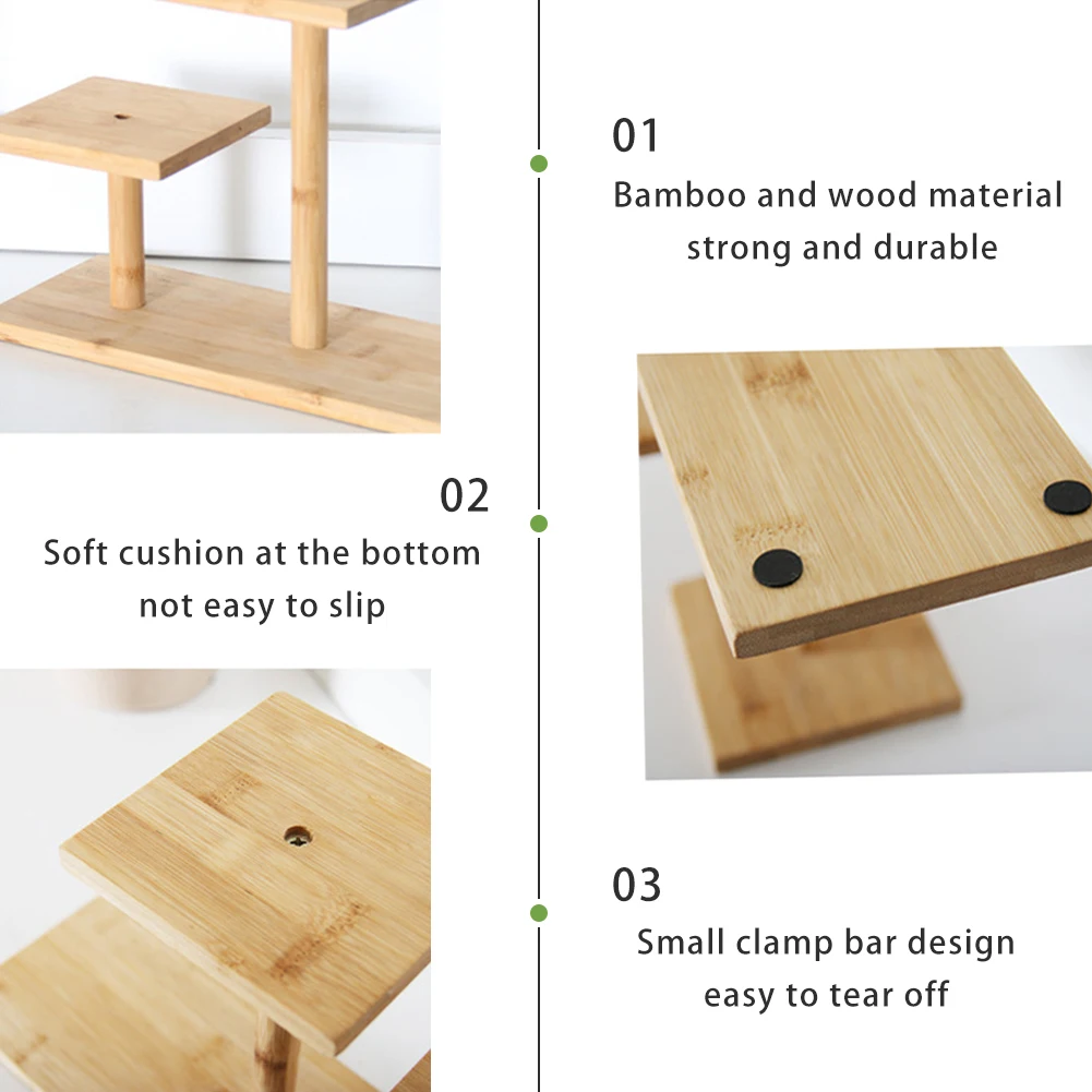 

Study Plant Stand Office Storage Holder Home Decor Small Tabletop Bedroom Bamboo Display 3 Layers Indoor Outdoor Living Room