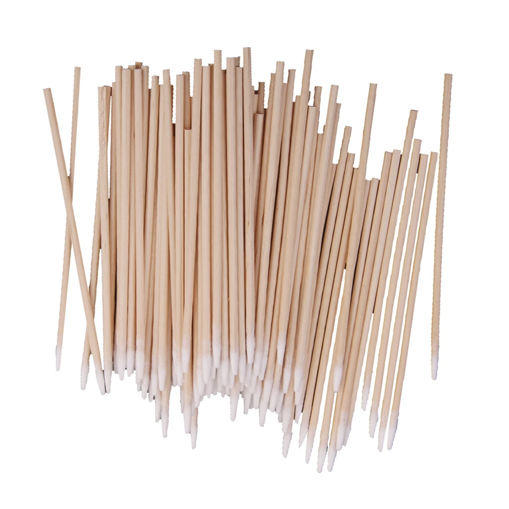 

100pcs 10cm Wooden Handle Cotton Swabs Makeup Applicators Cleaning Tools