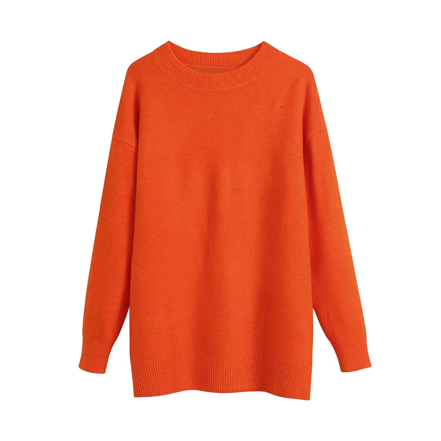 

DUOPERI Women Casual Soft Knit Sweater Top Long Sleeves Round Neck Woman Fashion Loose Knitted Sweaters Pullover Chic Tops