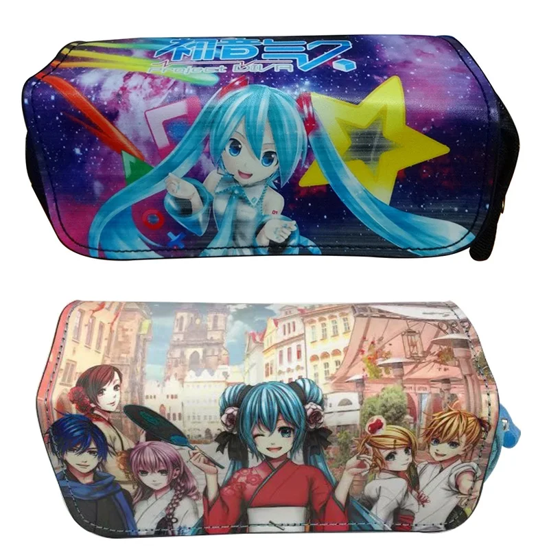 Милые женские сумки карандаши Hatsune Miku кожаные школьные подарки органайзер сумка