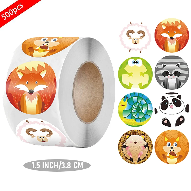 

Новинка 500 шт. 1,5 дюйма милые Мультяшные наклейки с животными наклейки для детей этикетка для вознаграждения скрапбукинга украшения канцеля...