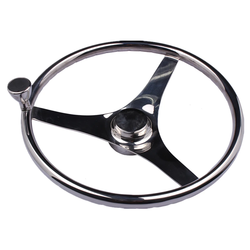 Boat Accessories Marine 13.5 inch Boat Marine Stainless Steel Steering Wheel 3 Spoke Style With Knob