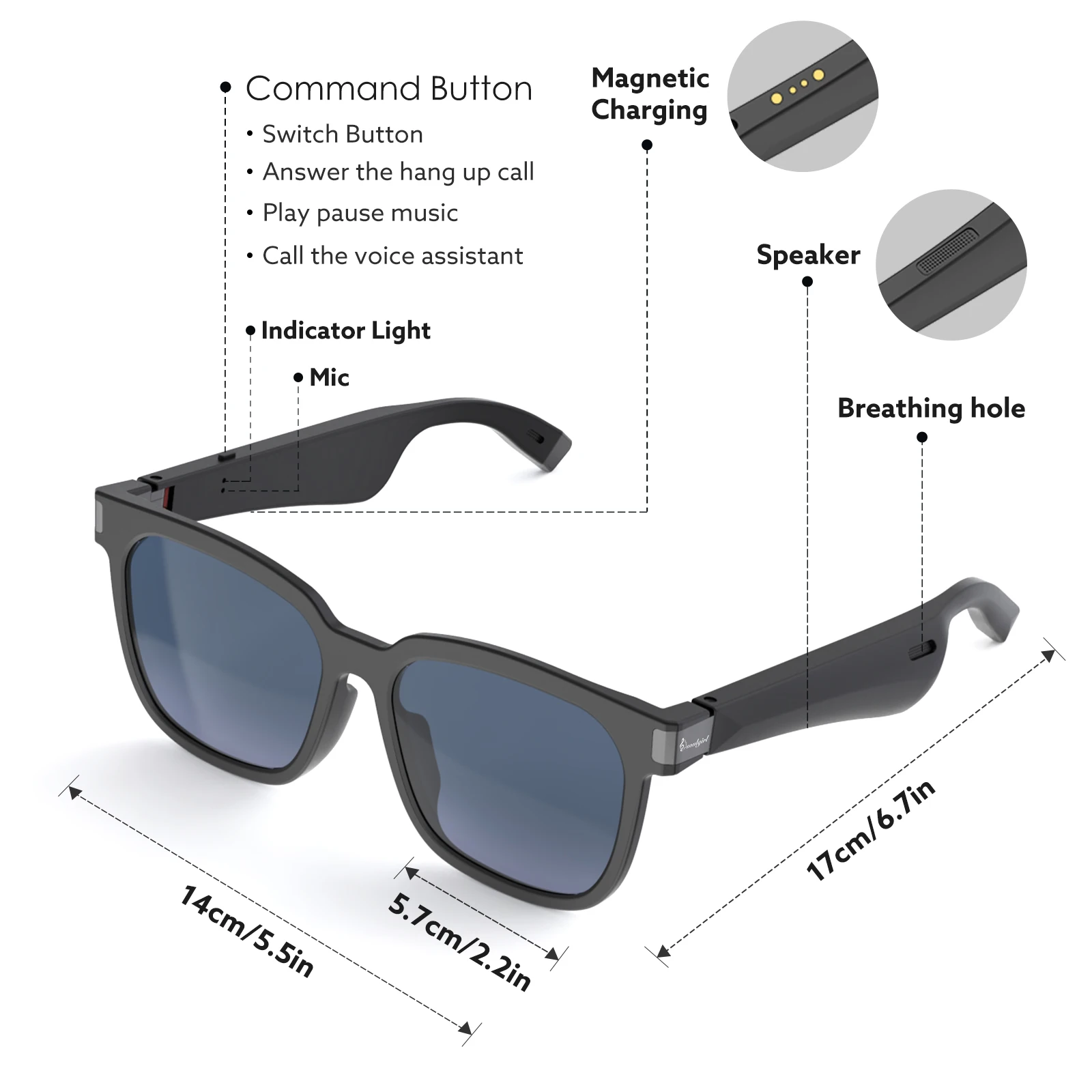 저렴한 블루투스 안경 무선 블루투스 핸즈프리 전화 오디오 오픈 귀 안티 블루 라이트 렌즈 IPX7 지능형 선글라스