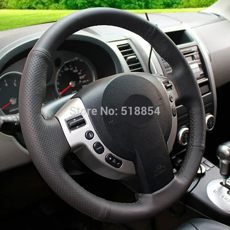 Черный чехол рулевого колеса автомобиля из искусственной кожи для Nissan QASHQAI X-Trail