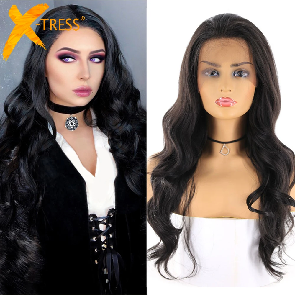 Синтетические кружевные передние парики с детскими волосами X TRESS натуральный