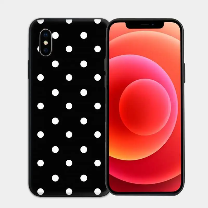 

Black And White Polka Dot Phone Case for iphone 6s 7 8 plus xr xs 11 12pro max mini case