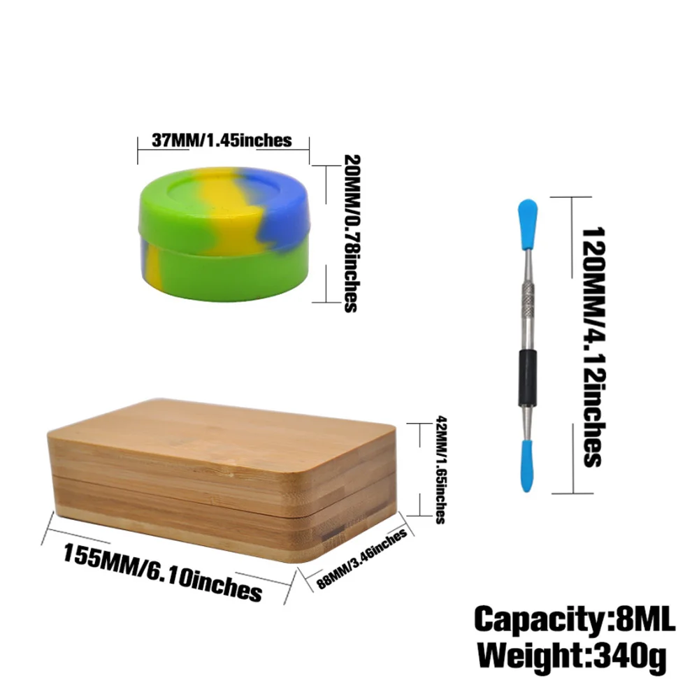 Набор для хранения бамбуковых каникул 2 силиконовых банок воска масла + 1 ложка из