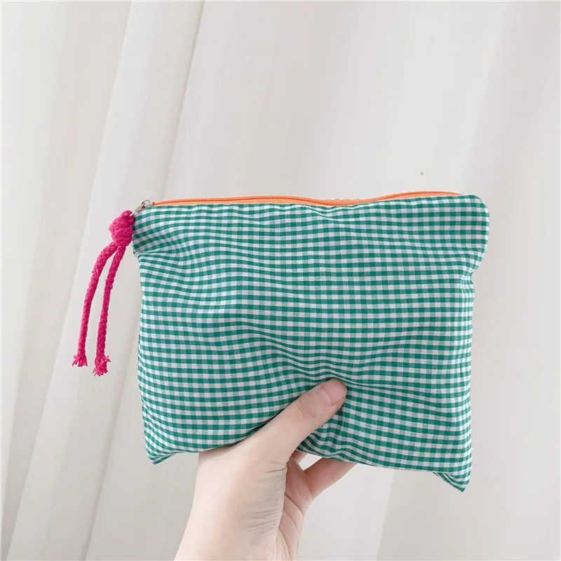Женская Корейская клетчатая косметичка в клетку дорожный клатч для женщин