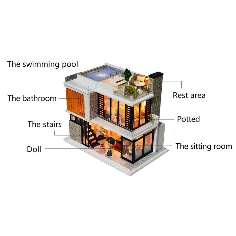 

Diy Luminous Music Toy House Wooden Miniature Furniture Kit Mini House Best Birthday Gift