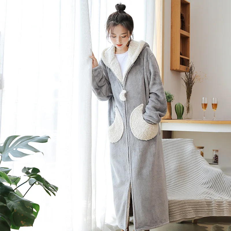 

Осень-зима женская ночная рубашка с длинными рукавами фланелевые халаты для девочек, Детское Белье для сна, одежда для сна, милые пижамы пла...