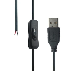 USB-кабель сделай сам 5 В, 2Pin, 2 провода, зарядный кабель, шнур, провод 1 м с переключателем для светодиодов