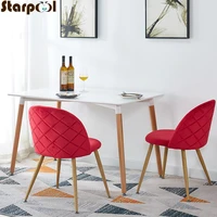modern velvet upholstered surrounded design dining chair metal legs wood color make up chair kitchen furniture