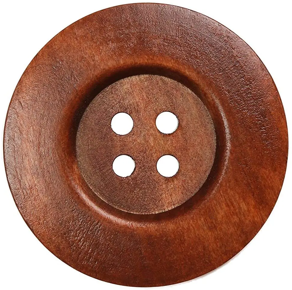 

20pcs Brown Round Wood Buttons 4 Holes 40/50/60mm Craft Buttons for Sewing Clothing, Large Sewing Buttons for Crafts
