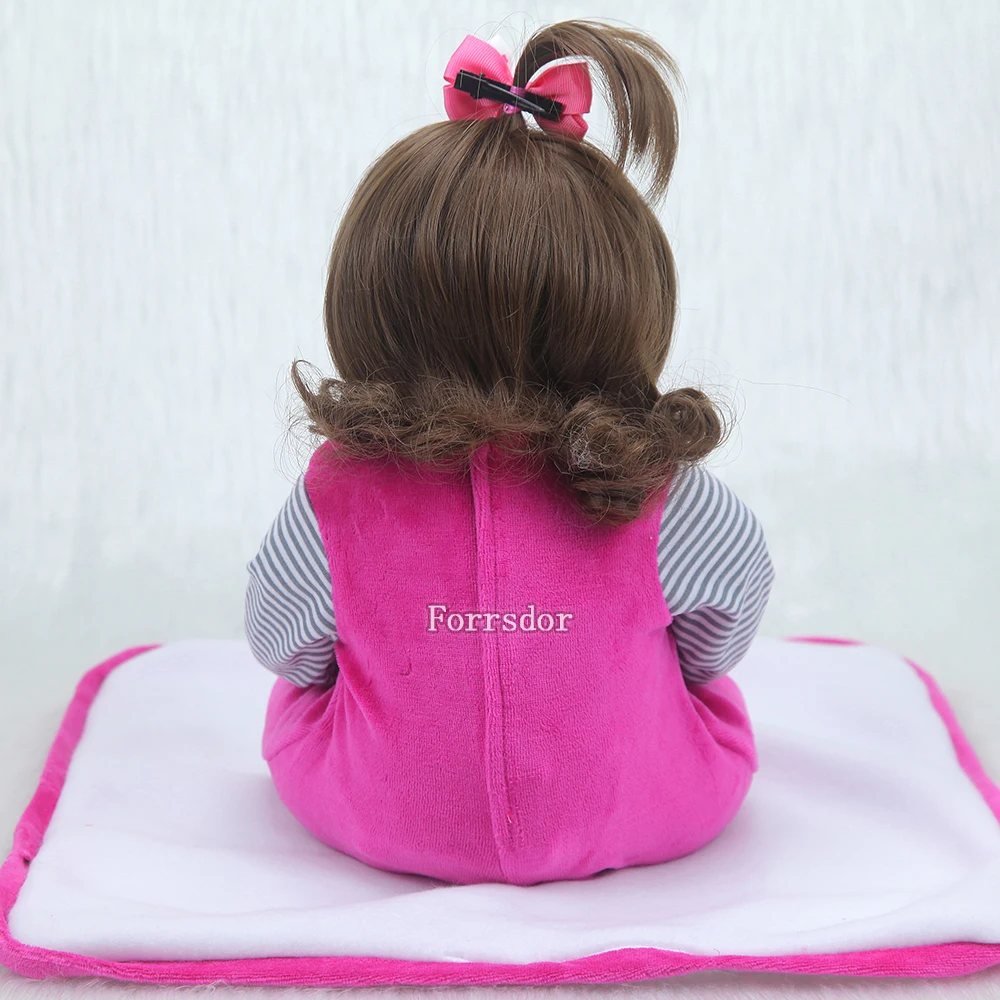 18''charm reborn baby Bonecas реалистичное детское платье с бантом, силиконовая кукла reborn bebe