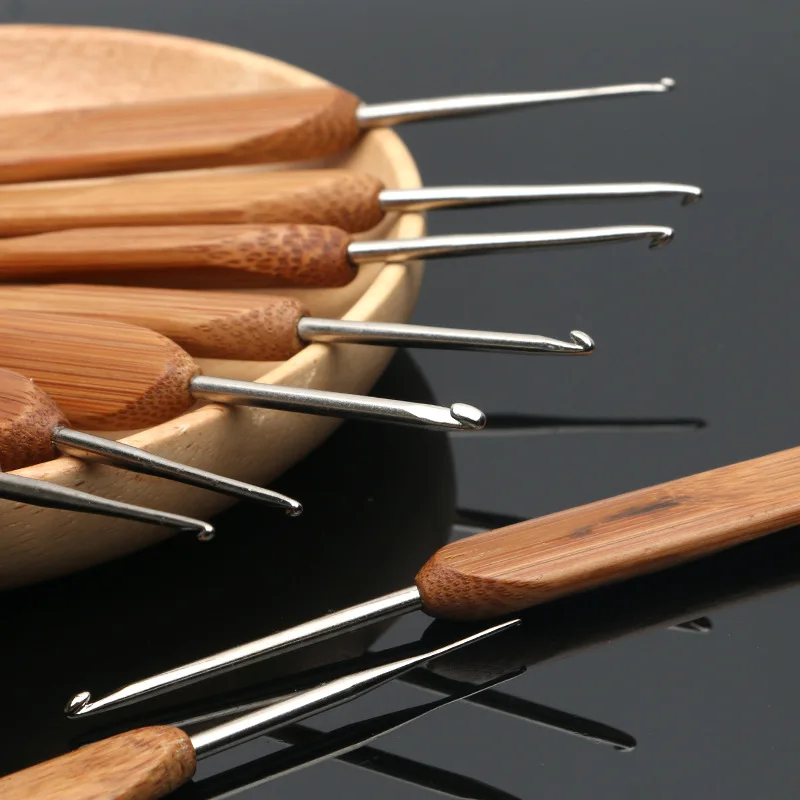 Бамбуковое вязание крючком иголки-Крючки вплетать в пряжу ручкой крючок DIY