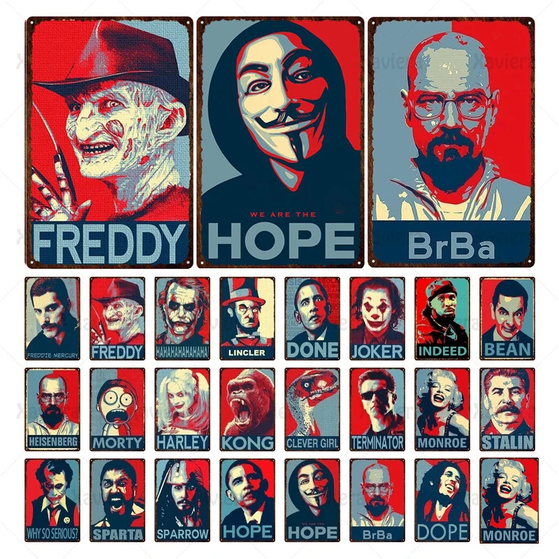 

Movie Star Portrait Metal Tin Sign Momroe Joker Freddy Retro Plaque Interior Decor Bar Pub Club Wall Sticker Vintage Iron Plate