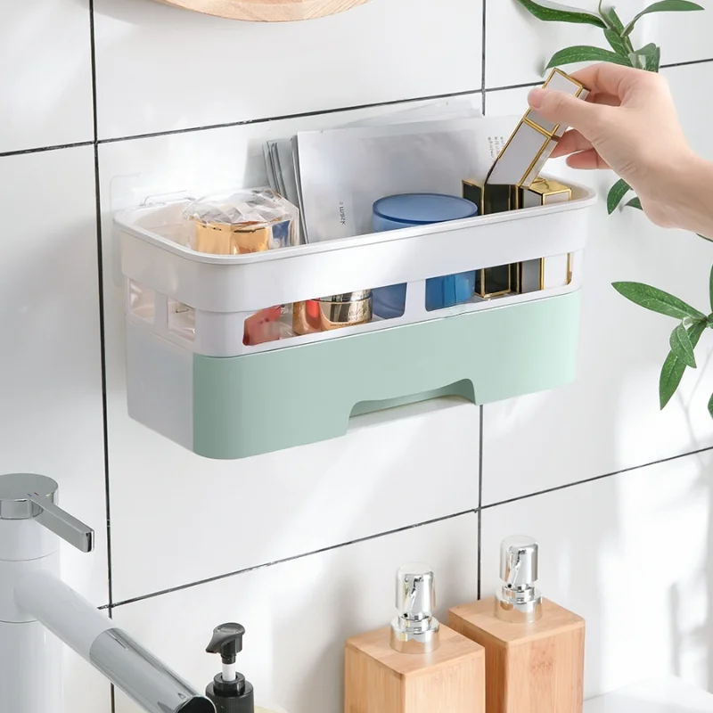 

Toilet Toilet Rack Wall-Mounted Punch Free Storage Rack Wall Washstand Storage Box