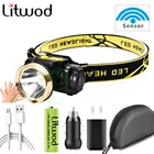 Налобный фонарь, с датчиком освещения и аккумулятором 18650