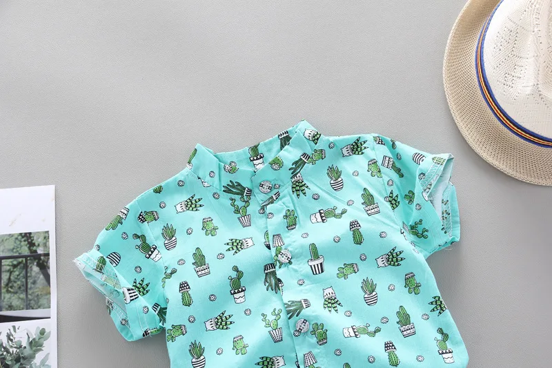 summer Baby boy clothes kids sets Flower shirt t-shirt +pants suit Boy print sports suits |