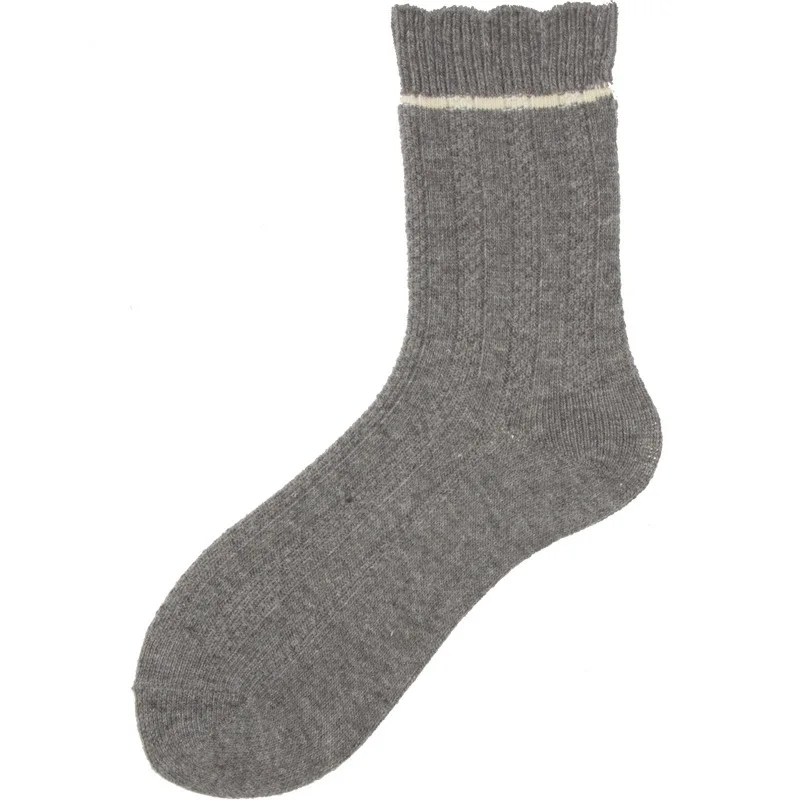 Light Grey Jeseca/зимние толстые теплые шерстяные носки для женщин; Новинка года; сезон осень; Harajuku; винтажные носки с круглым вырезом в японском стиле; милые носки для девочек - Цвет: Light Grey