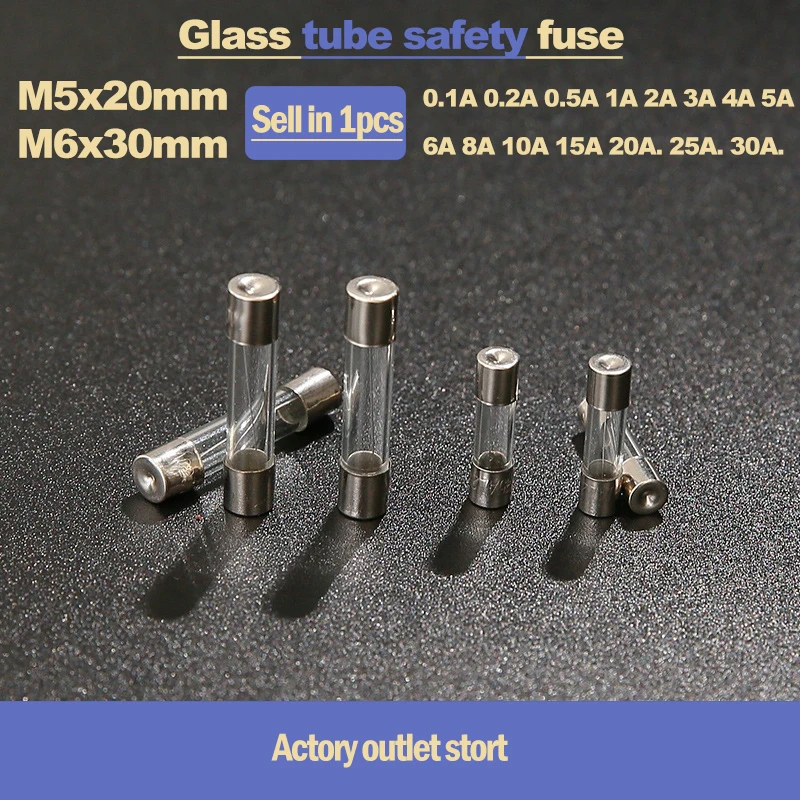 1 шт. предохранители в ассортименте для стеклянных трубок 5x2 0 мм/6x30 мм