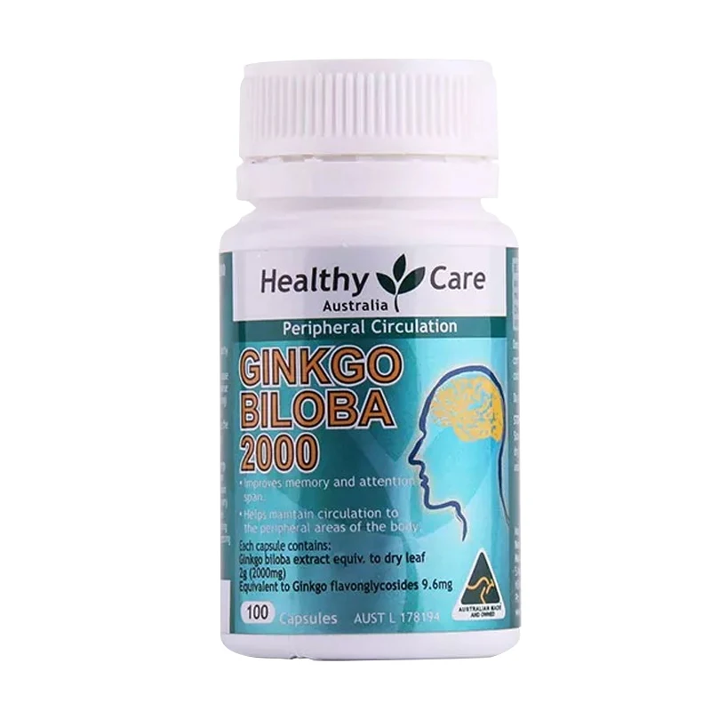 

Healthy Care Ginkgo Biloba 2000 Mg Lmprove Memory And Attention 100 Pcs