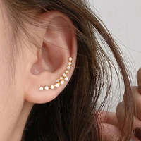 trend chic silver color women girls imitation pearl stud earrings ear hook ear climbers crawlers minimalist jewelry party gift