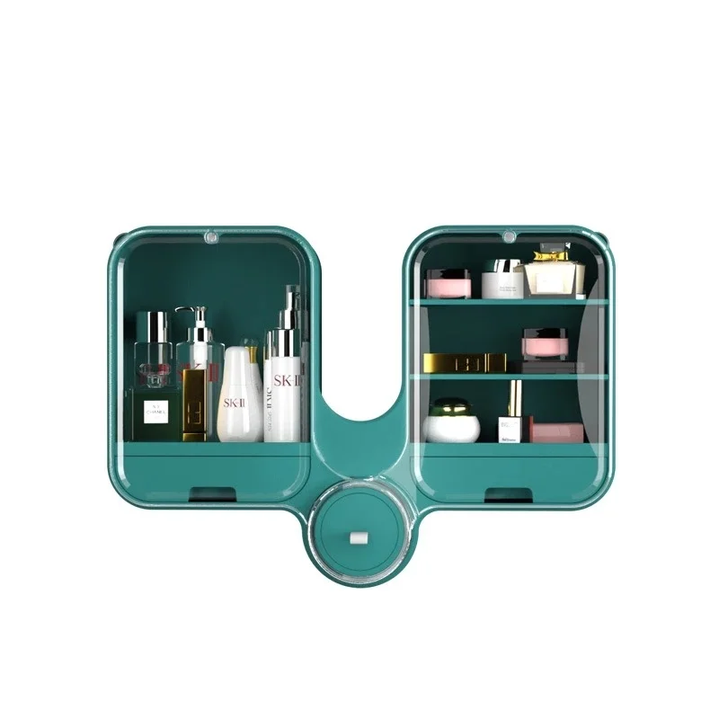 

The New Free Punch Bathroom Wall-Mounted Waterproof And Dustproof Toiletry Storage Box Large-Capacity Home Makeup Organizer