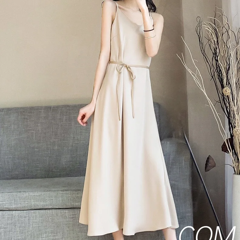 

Black chiffon suspender dress for women in spring and summer of 2021