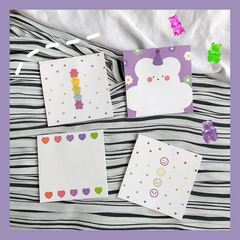 SIXONE 50 листов Ins Floret Candy Bear записная книжка с милыми мультяшными нотами портативная карманная книга слов канцелярские принадлежности kawaii блокнот для заметок