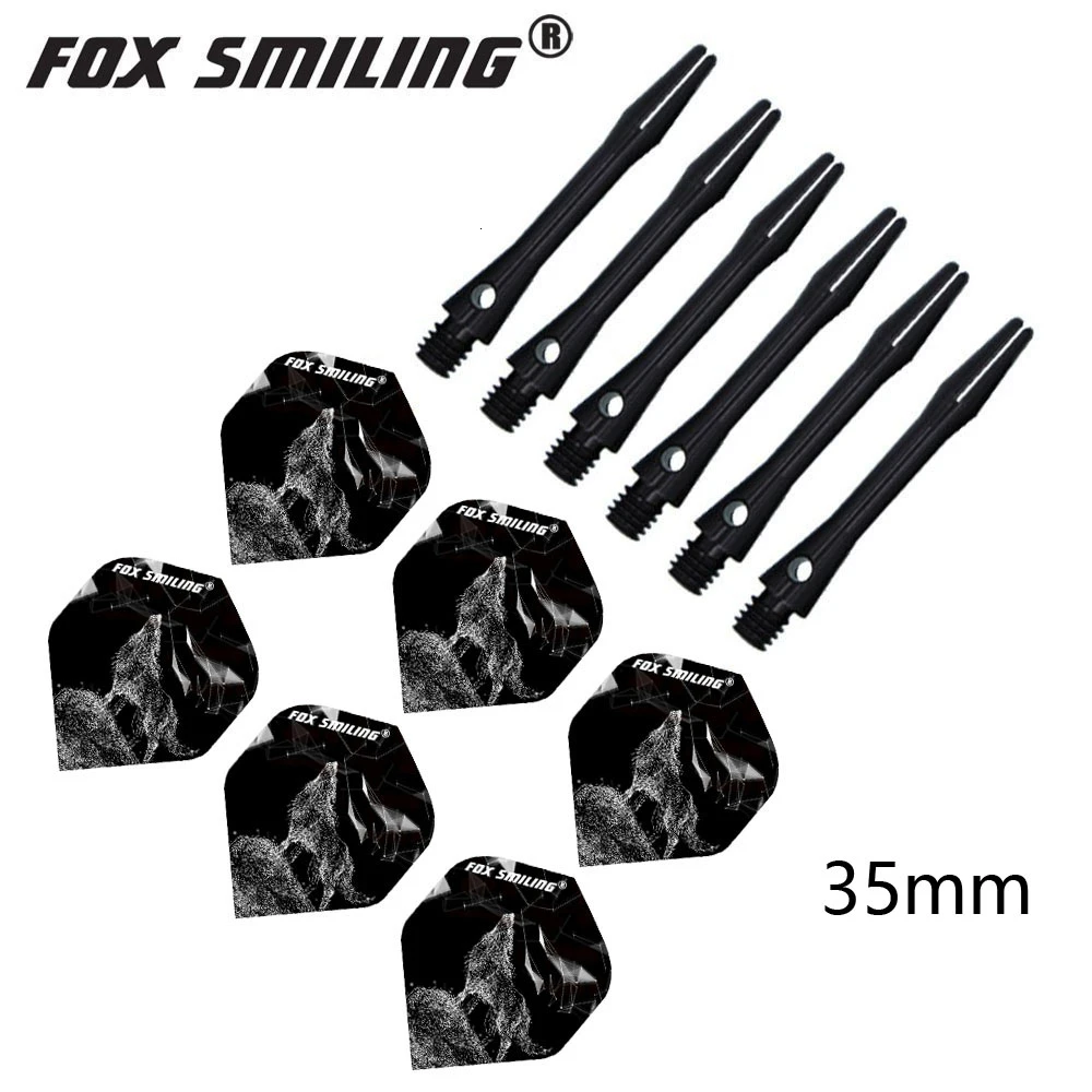 35mm 6 and 6 Fox Smiling 35/41 мм алюминиевый дротик валы и Дротика s Перелёты комплект Dardos перо Листья аксессуары для игры в дартс набор для Дротика настольные игры - Цвет: 35mm 6 and 6