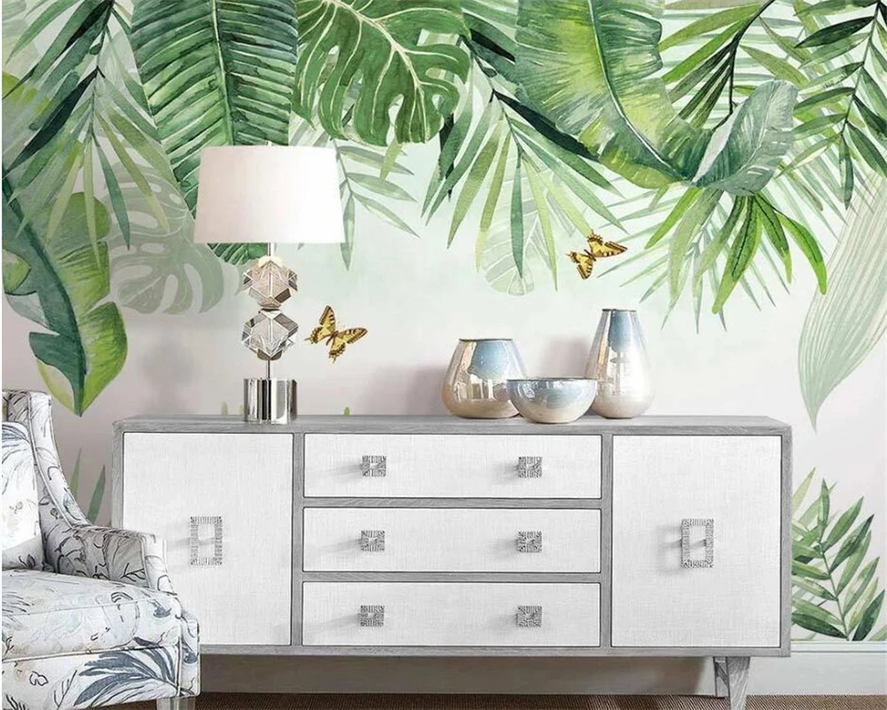 Beibehang пользовательский скандинавский ручной росписи тропические растения