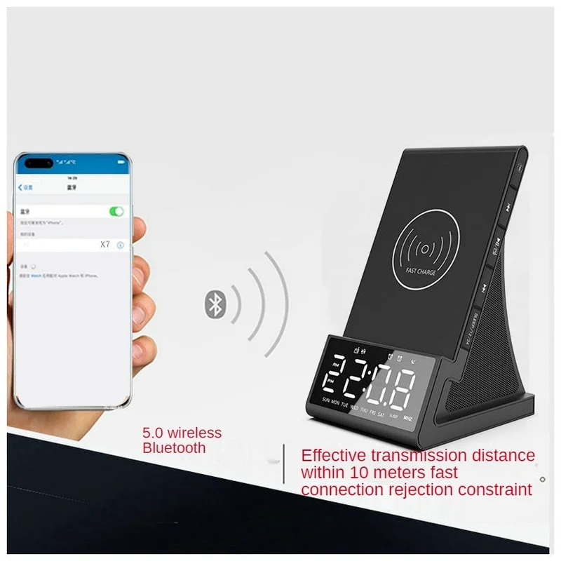 Беспроводное зарядное устройство смарт-будильник Bluetooth-динамик светодиодное