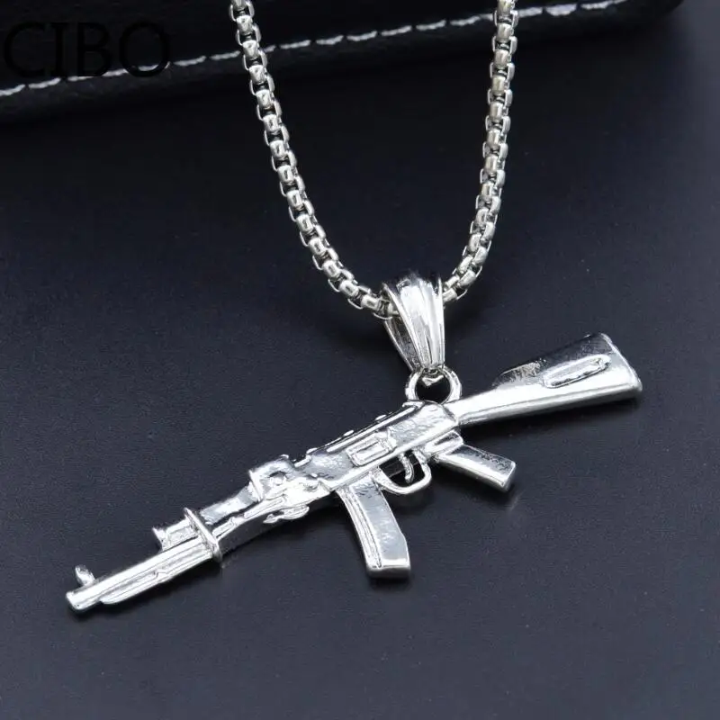 Мужское ожерелье с подвеской в виде пистолета стиле панк хип хоп Counter Strike AK47