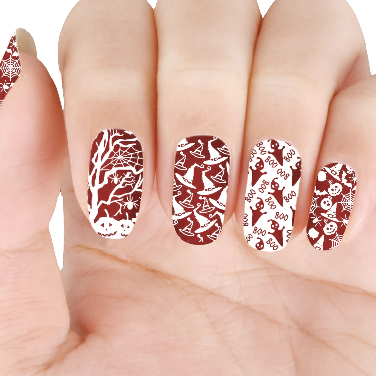BeautyBigBang Тыква Ведьма ногтей Штамповка Хэллоуин паук череп празднование