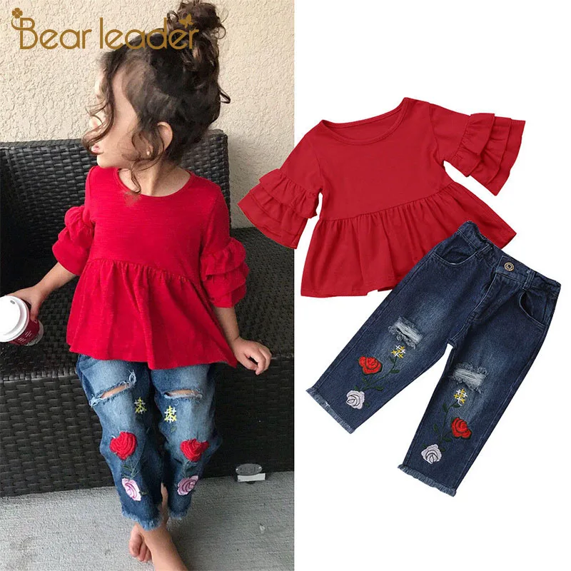 Bear Leader/модные летние повседневные комплекты одежды От 1 до 6 лет красные футболки