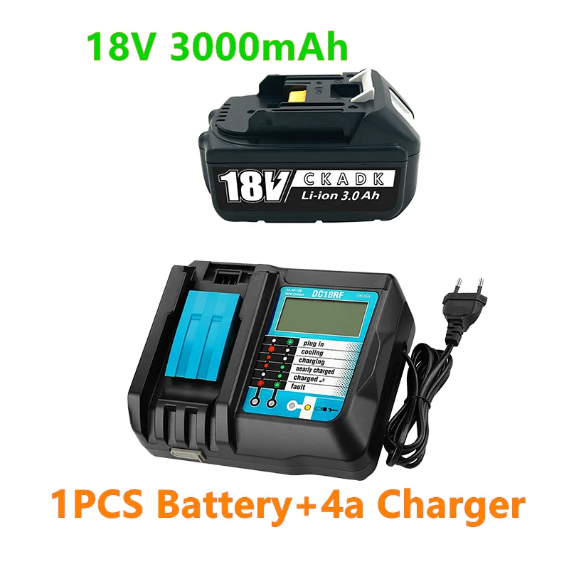 

2021New BL1860 Rechargeable Battery 18 V 3000mAh Lithium ion for Makita 18v Battery BL1840 BL1850 BL1830 BL1860B LXT 400+charger