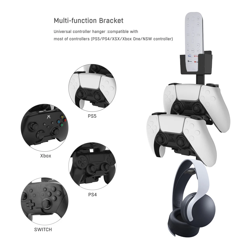 

Game Controller Storage Rack Plastic Gamepad Hanger Wall Headphone Holder Replacement for PS5 PS4 xBox Switch