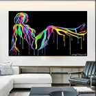 2022 новый черный фон Настенная картина цветная линия Большой размер Холст живопись женщина постер абстрактное искусство холст картина