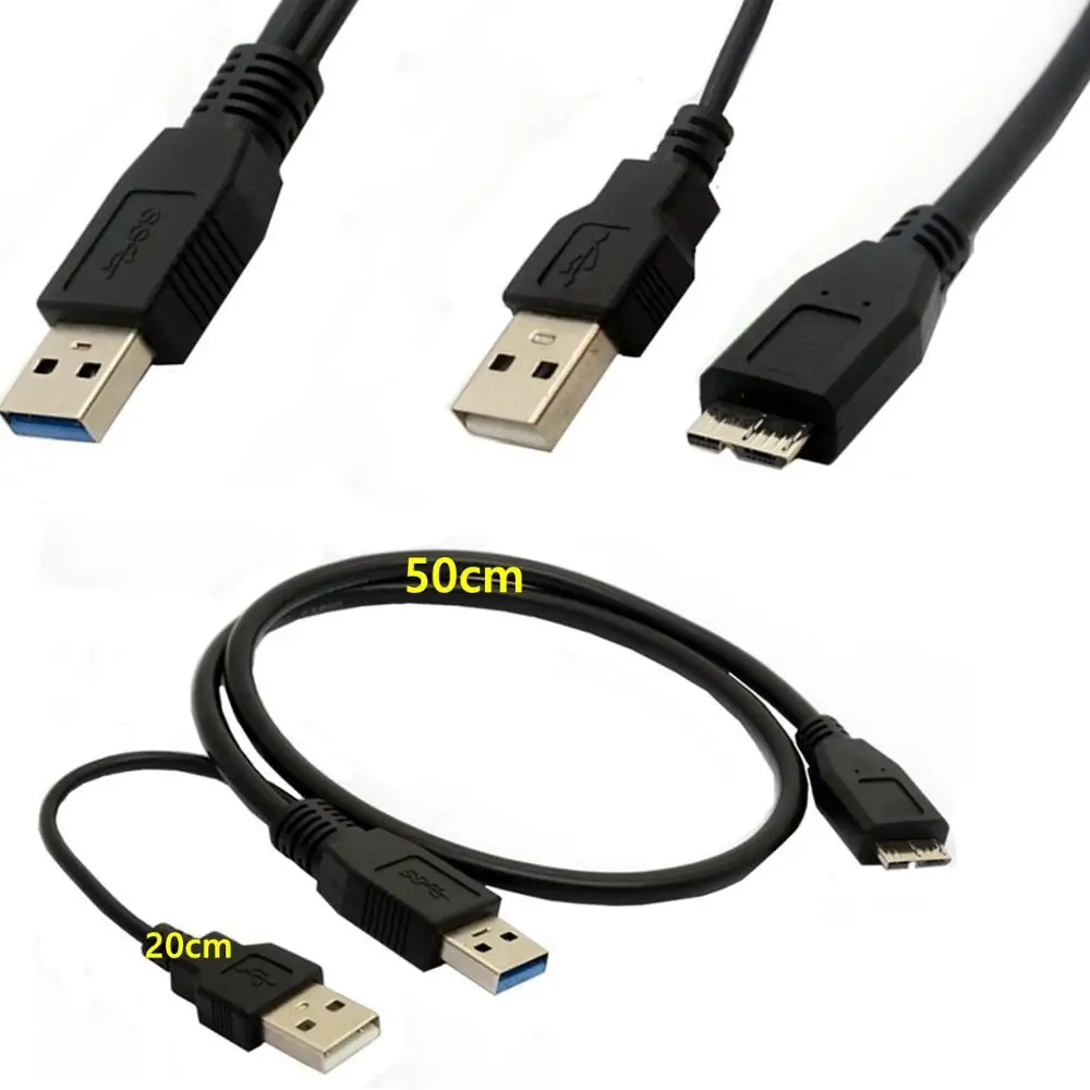 Кабель Micro USB V3.0 3 0 AM + 2 к B Y кабель 20 50 см для подключения мобильного жесткого