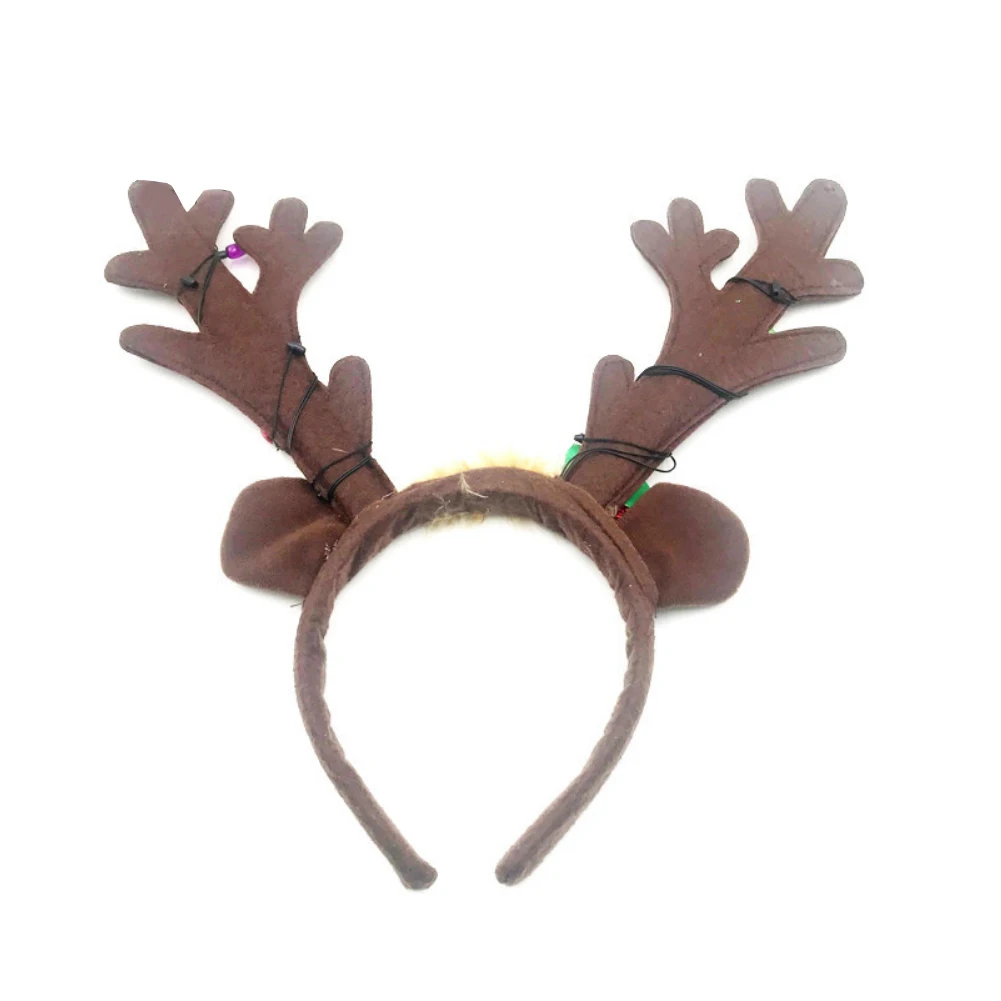 

Christmas Antler Headband Reindeer Light Up Luminous Flash Hair Hoop Headwear Children Adult Party Costume Christmas With Light