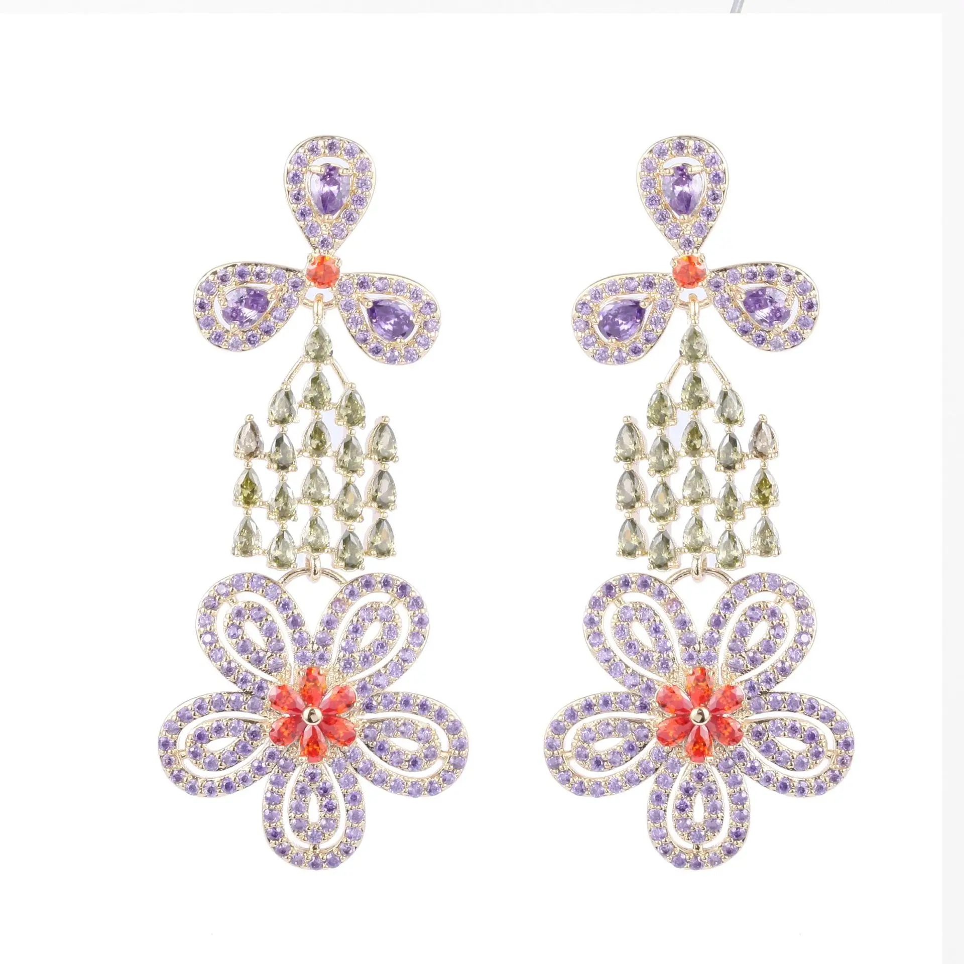 

Женские серьги с цветами, роскошные длинные серьги в Корейском стиле, подходящие по цвету, свадебные вечерние шения для девочек