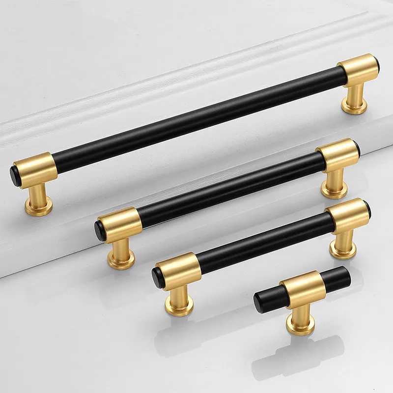 

Modern minimalist Nordic black gold handle cabinet door wardrobe drawer furniture small wholesale