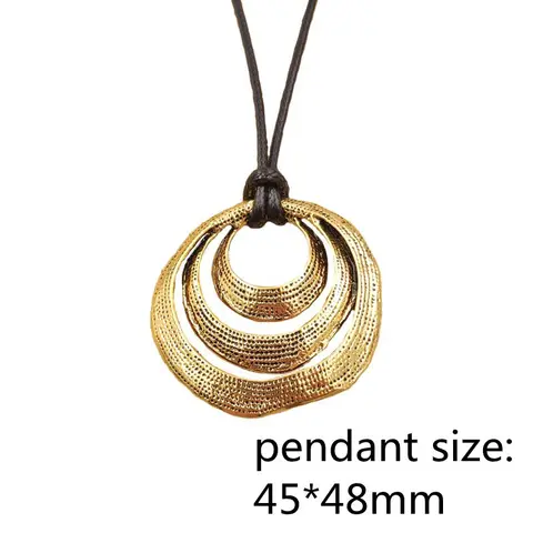 Ретро длинное ожерелье Нерегулярные Многослойные Круглые геометрические металлические подвески в национальном стиле выразительные регулируемые женские и мужские подарочные AH005-10