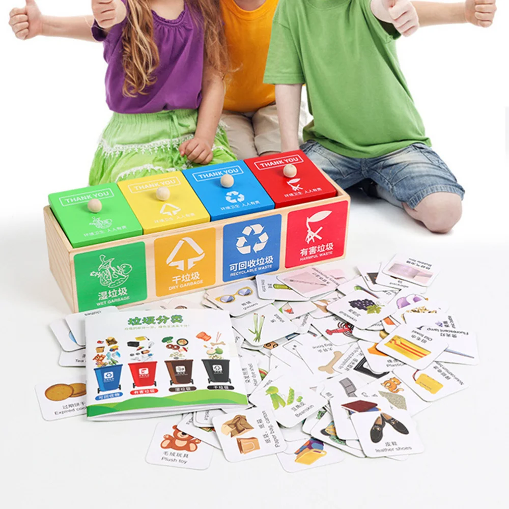 

Wooden Trash Can Toys Garbage Bin Sorting Kids Garbage Sorting Toys Wooden Garbage Can Sorting Toys