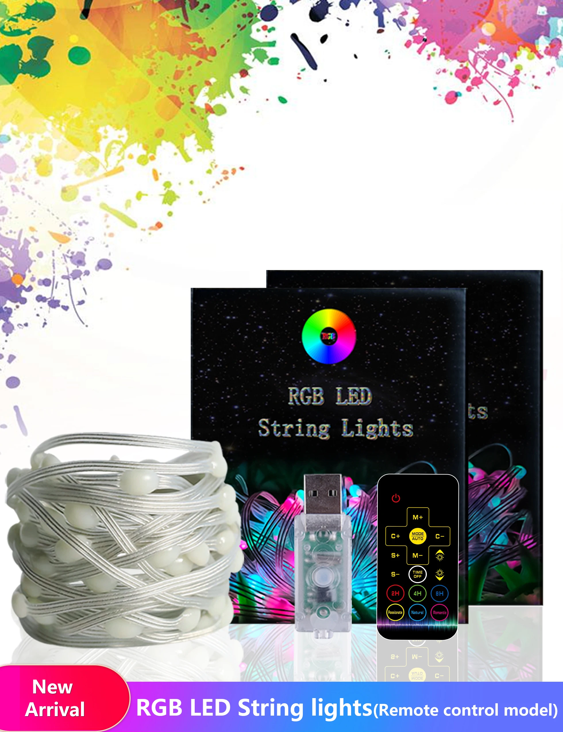 Гирлянда светодиодная RGB с USB 5 м 10 | Лампы и освещение