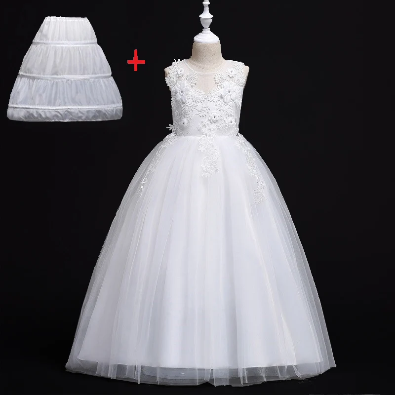 as pictures Wedding Party Dress for Girls Lace First feast princess Long Dress New Exchange Dress Ball Beauty Sexy Shoulder Dress - Цвет: as pictures